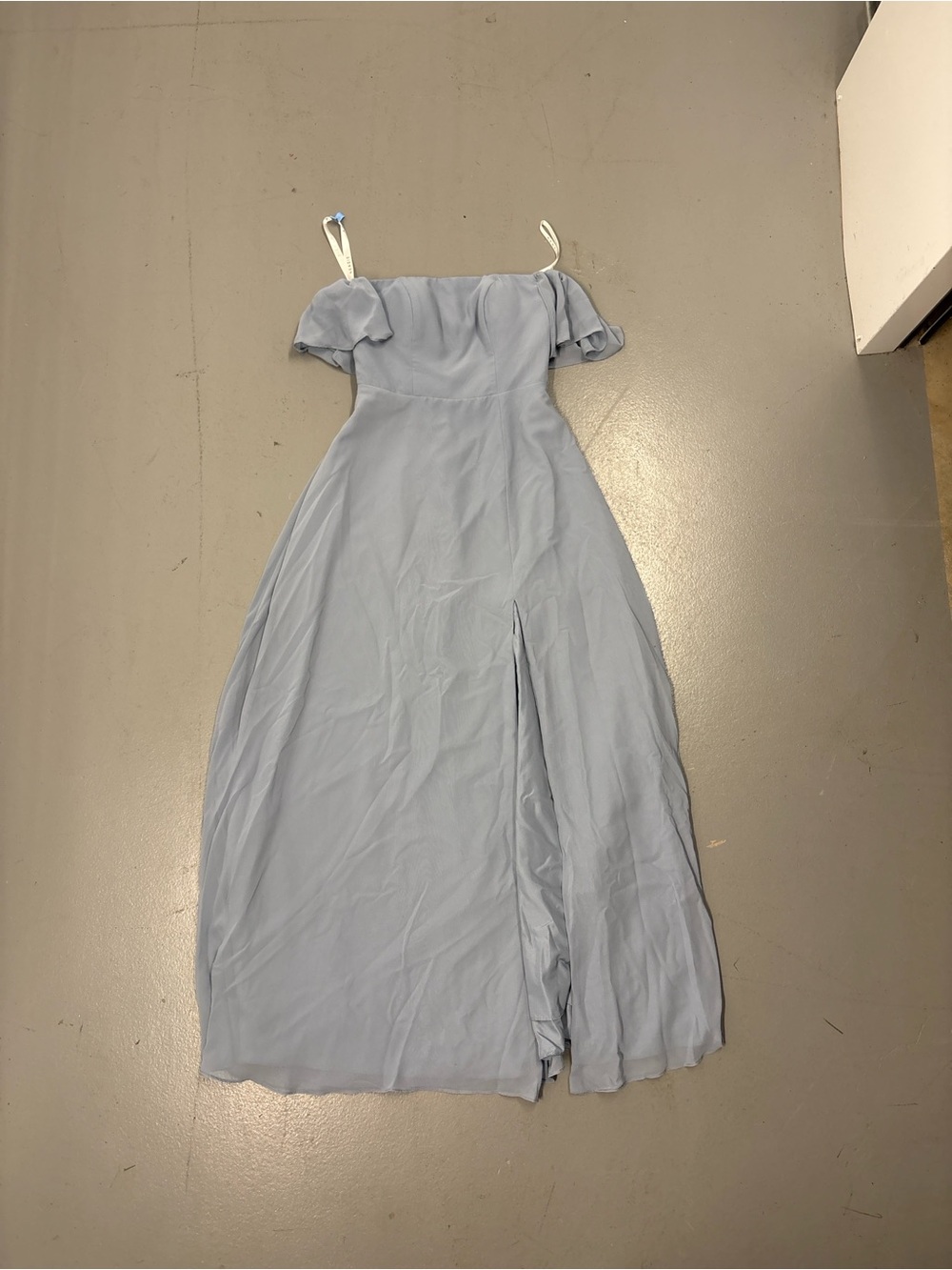 Azazie Pale Blue Off-Shoulder Maxi Dress with Slit